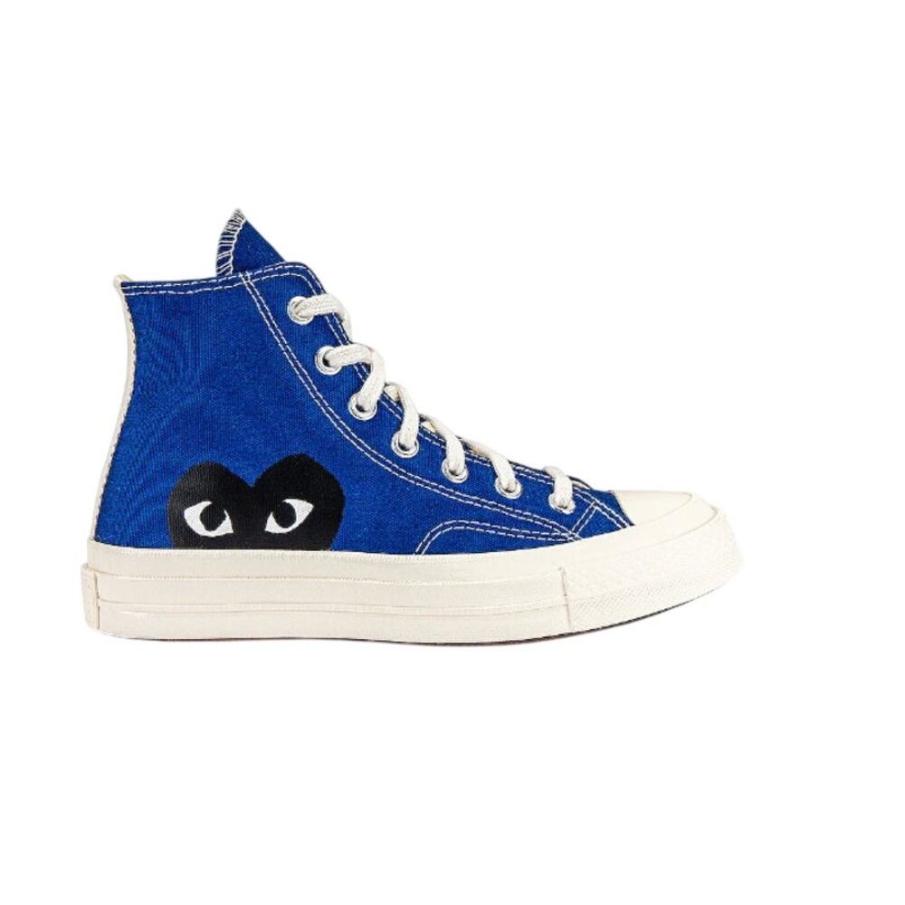 COMME des GARCONS PLAY Converse Emblem high Top Canvas Blue Sneakers Size 9